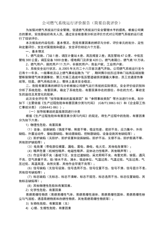 公司燃气系统运行评价报告