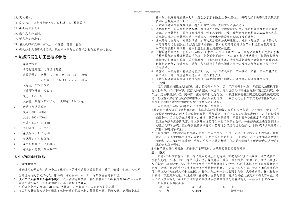 m双钟罩手动加煤一段式煤气炉操作规程及岗位责任制_第2页