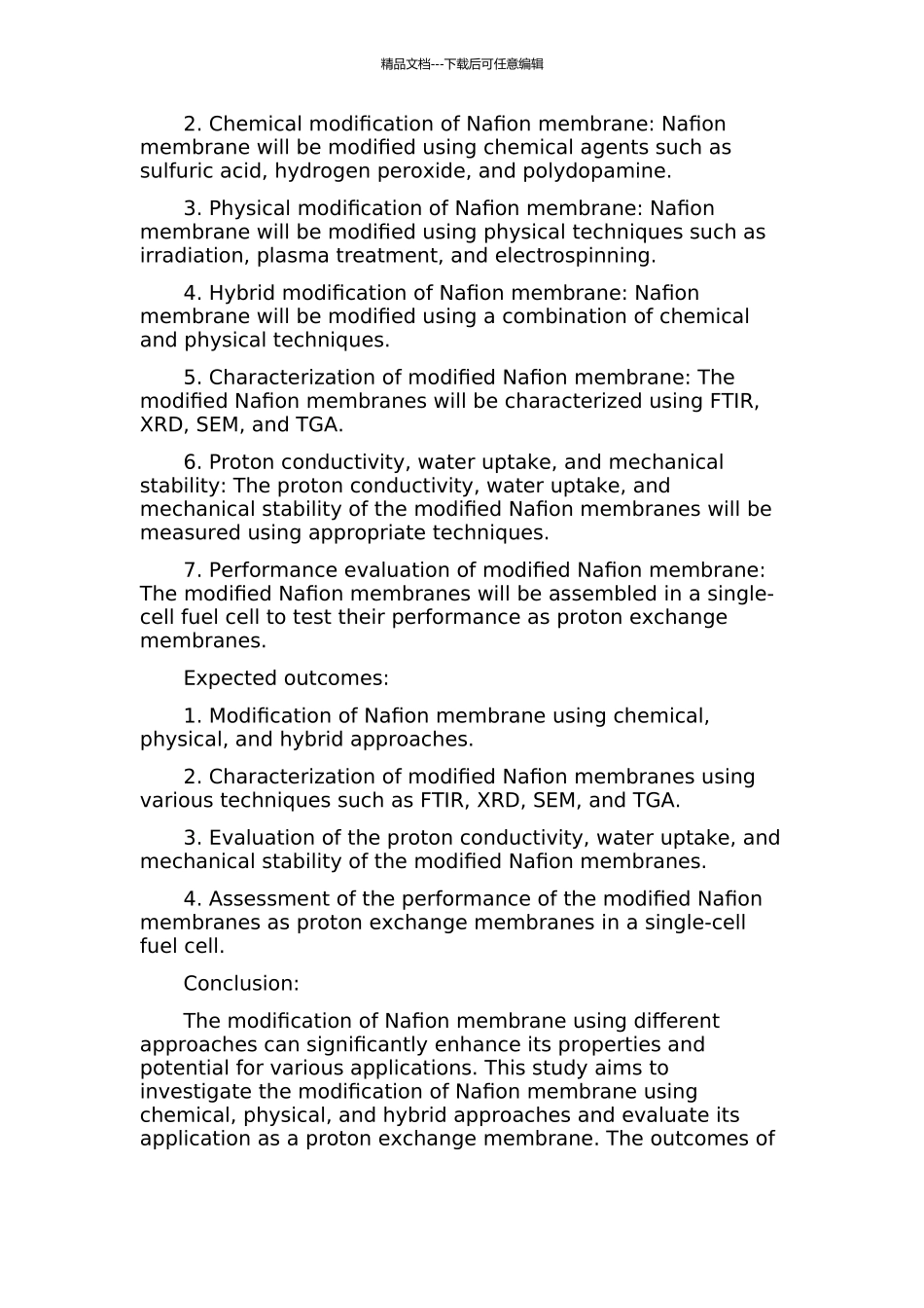 Nafion膜的修饰及其用作质子交换膜的研究的开题报告_第2页