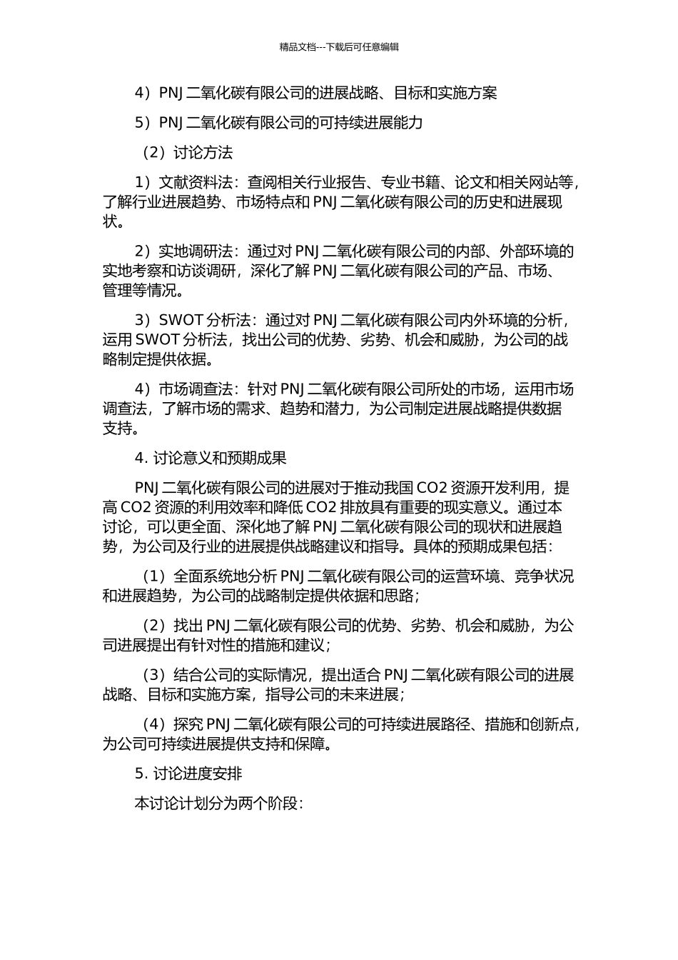 PNJ二氧化碳有限公司发展战略研究的开题报告_第2页
