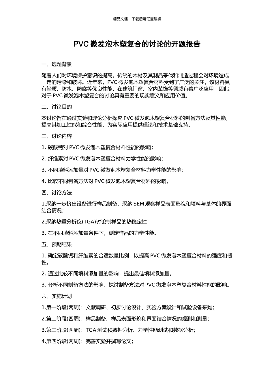 PVC微发泡木塑复合的研究的开题报告_第1页