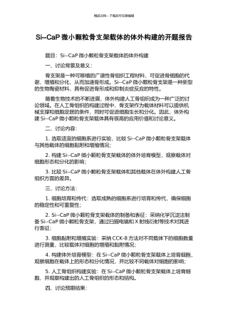 Si--CaP微小颗粒骨支架载体的体外构建的开题报告