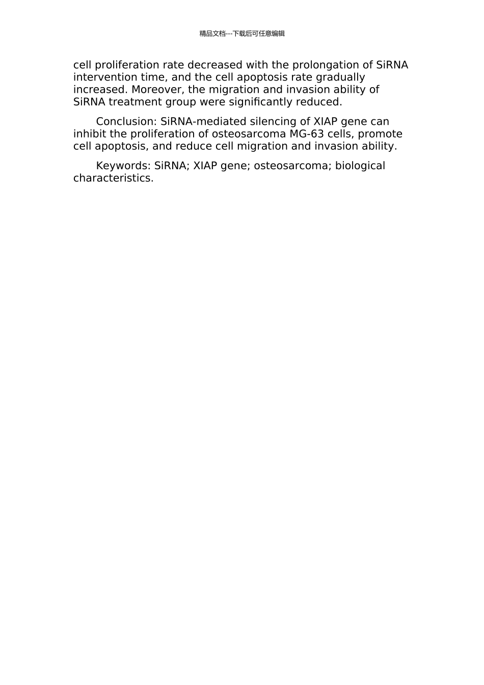 SiRNA沉默XIAP基因对骨肉瘤MG-63细胞生物学特性的影响中期报告_第2页