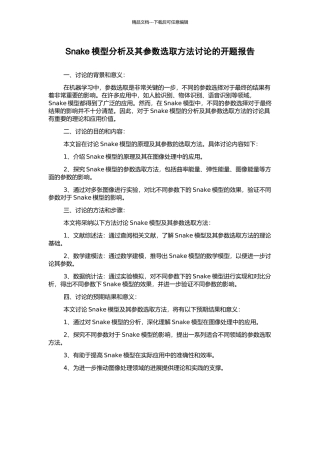 Snake模型分析及其参数选取方法研究的开题报告