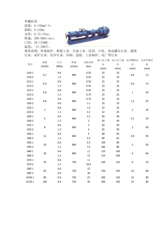 各类泵技术参数