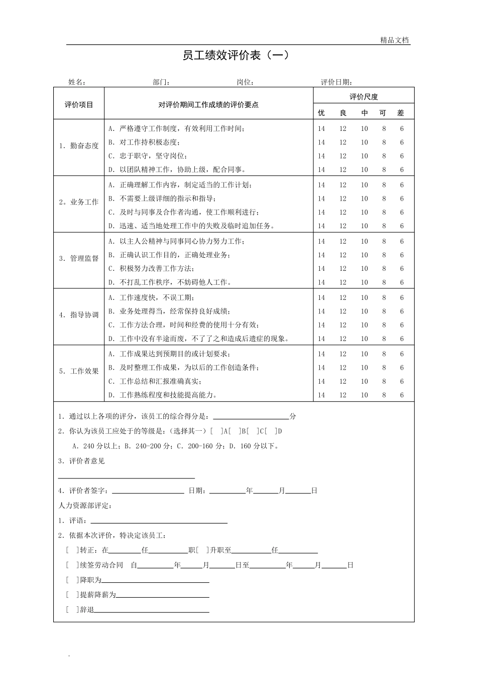 各类绩效考核表及范本_第2页