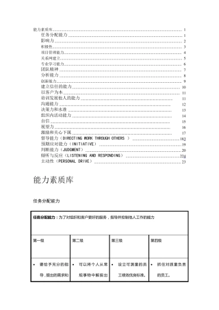 各能力素质定义及行为等级标准