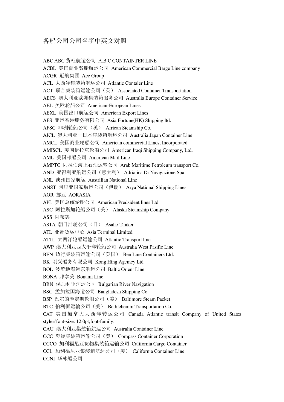各船公司名称中英文对照_第1页