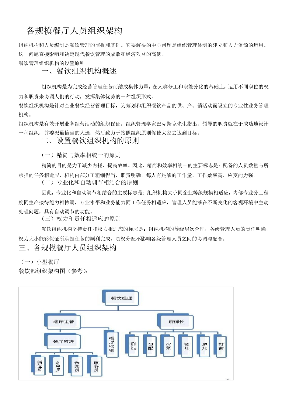 各规模餐厅人员组织架构_第1页
