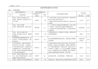 各部门风险和机遇评估分析表