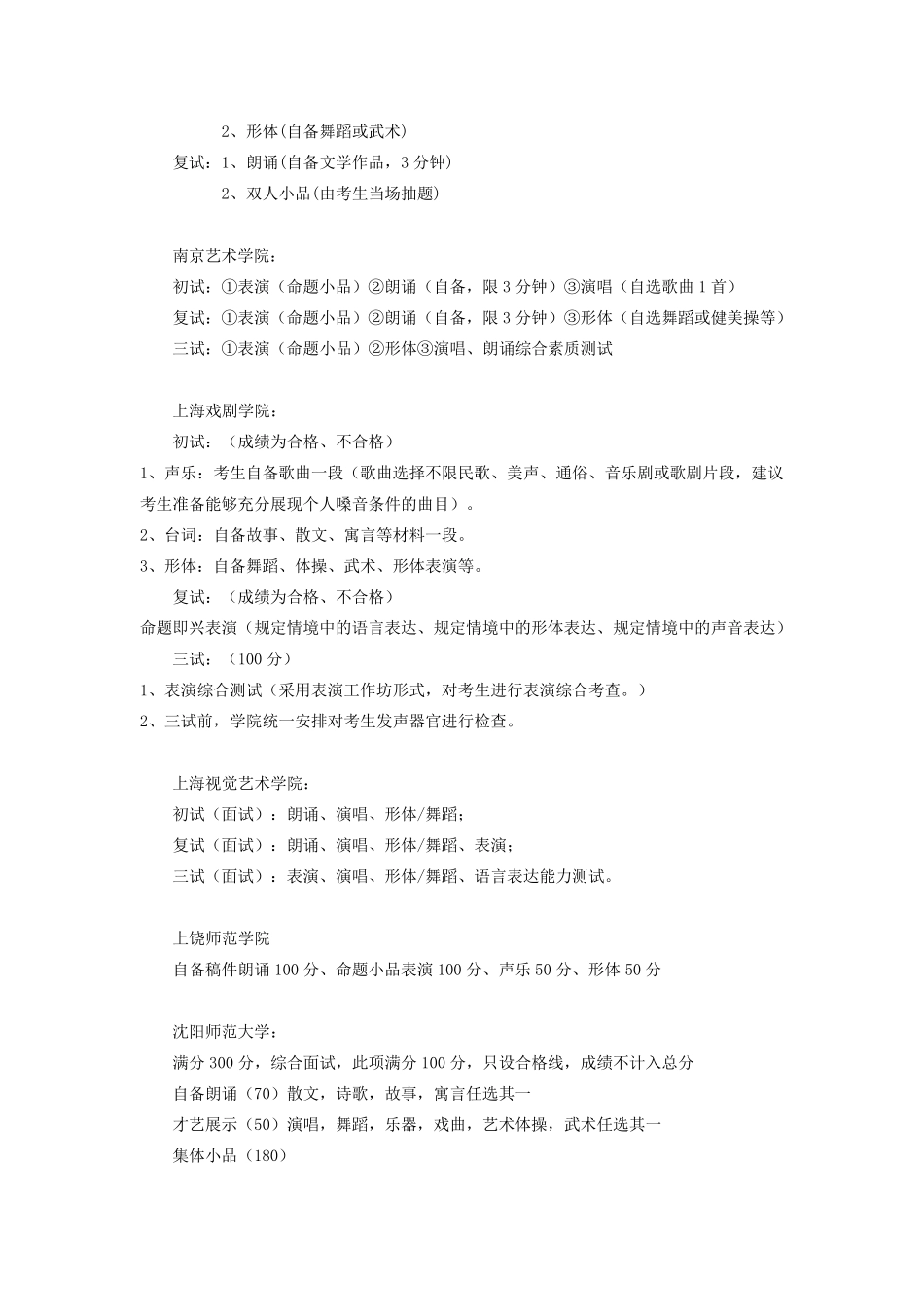 各院校表演专业考试内容_第2页