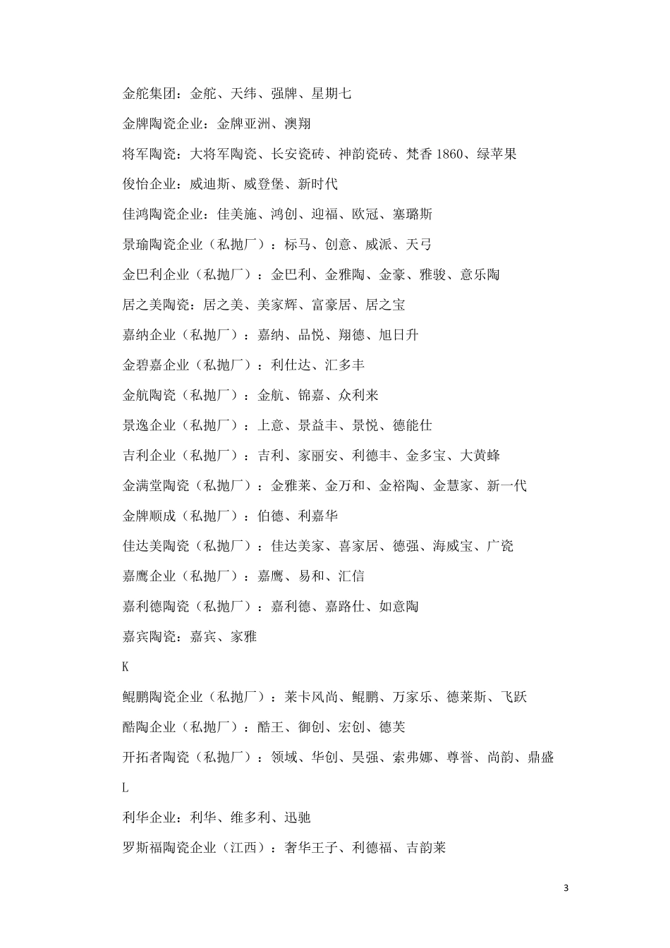 各陶瓷企业旗下品牌汇总_第3页