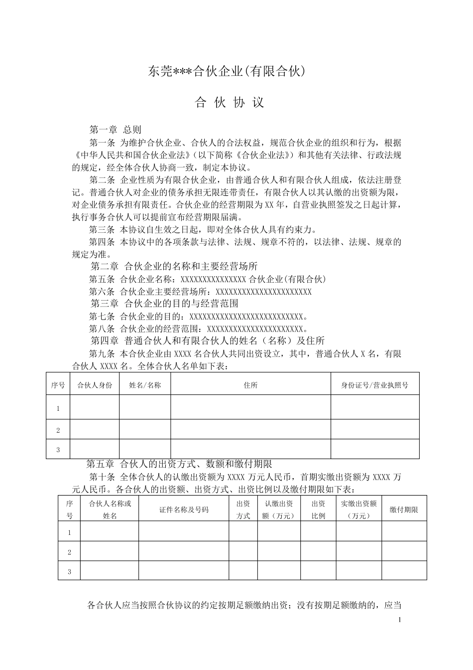 合伙企业合伙协议范本_第1页