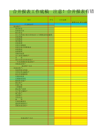合并报表工作底稿