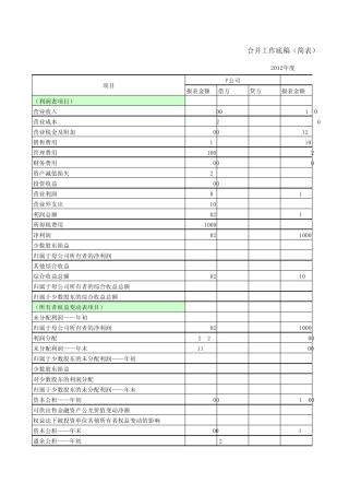 合并财务报表工作底稿