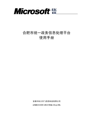 合肥市统一政务信息处理平台