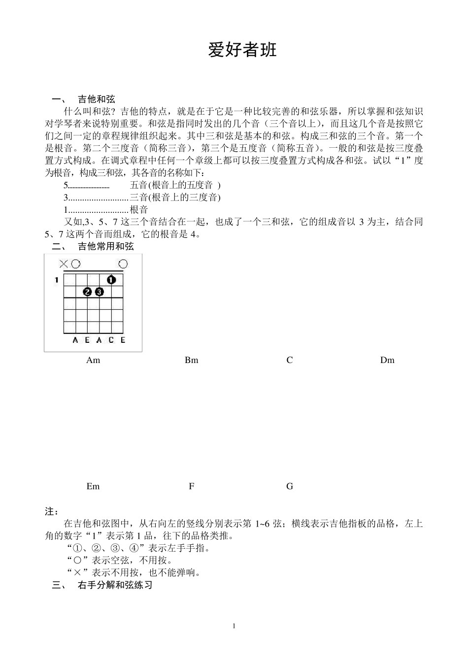 吉他基础教程入门知识爱好者班_第1页