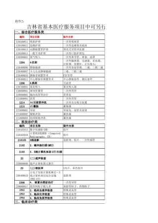 吉林省基本医疗服务项目中可另行计价耗材目录
