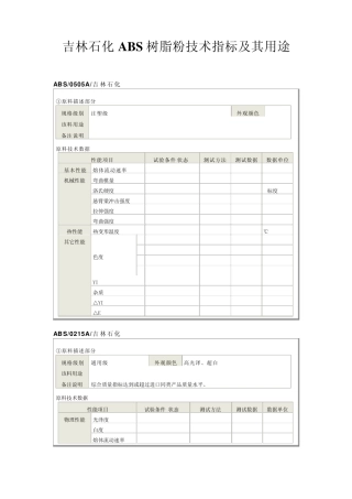 吉林石化ABS树脂粉技术指标及其用途