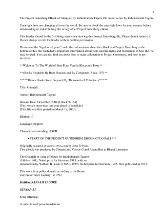 吉檀迦利英文版