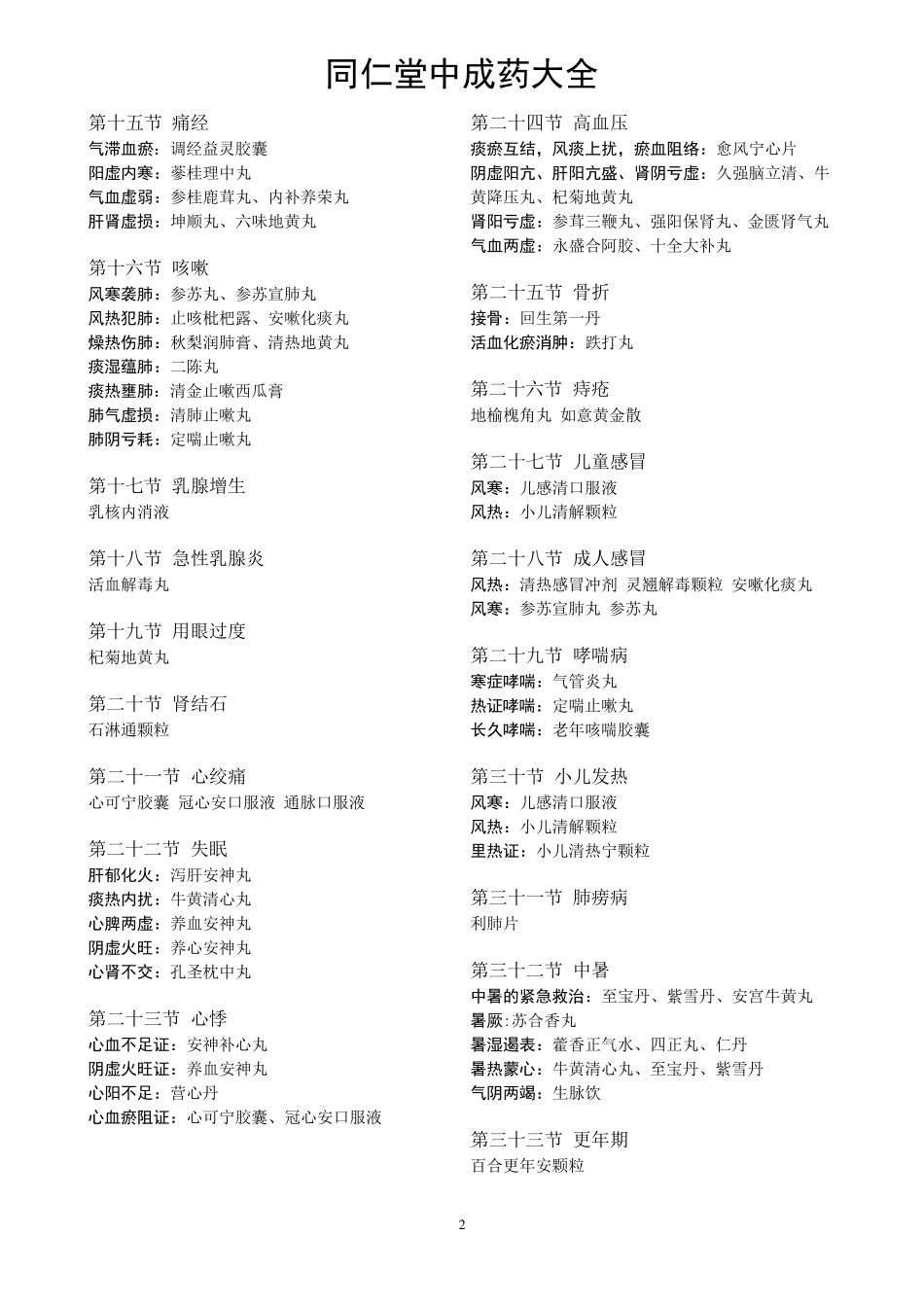 同仁堂中成药大全_第2页