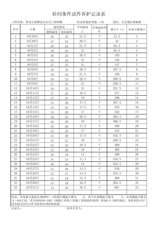 同条件养护测温记录