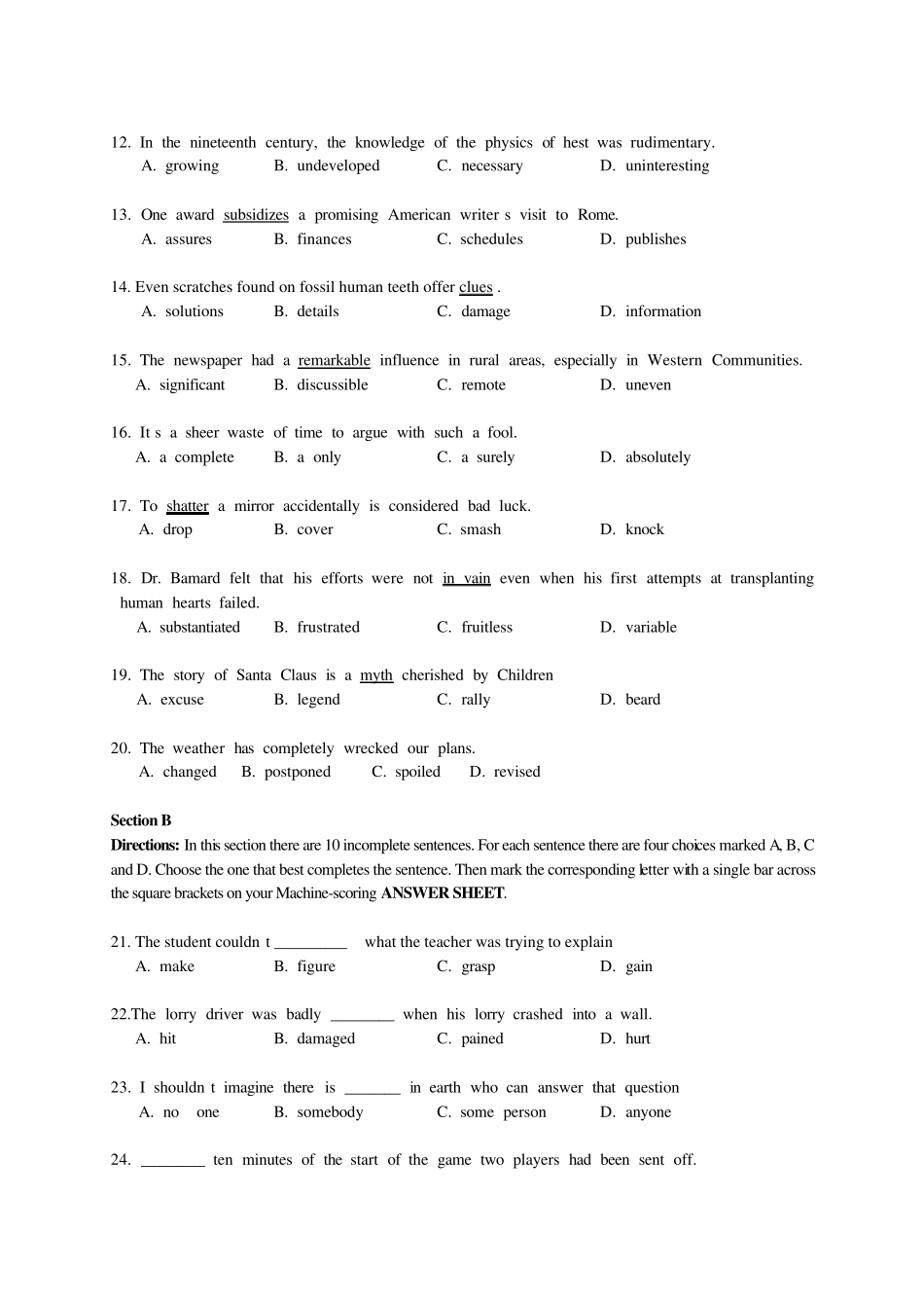 同等学力人员申请硕士学位英语水平全国统一考试模拟试题2_第3页