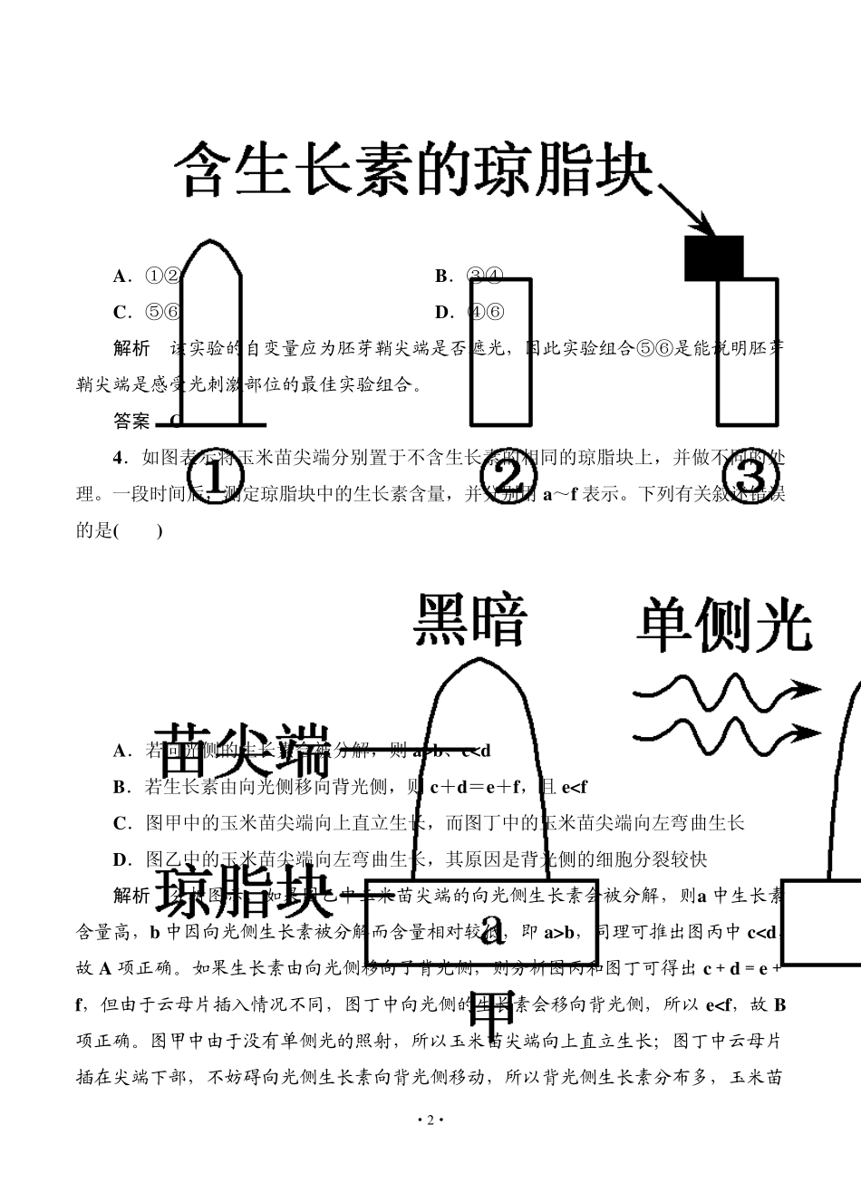 名师一号2015高考生物一轮课后限时练：第29讲植物的激素调节_第2页