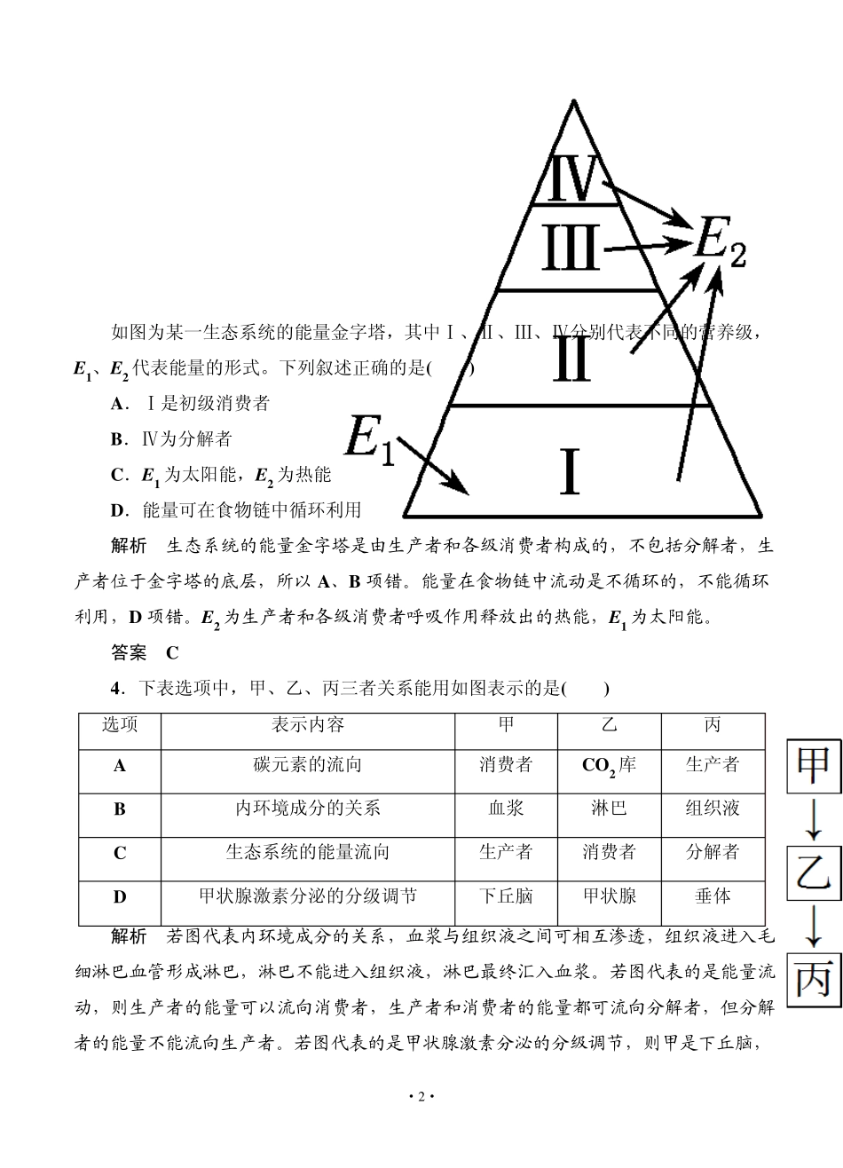 名师一号2015高考生物一轮课后限时练：第33讲生态系统的功能_第2页