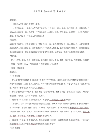 名著《骆驼祥子》复习题