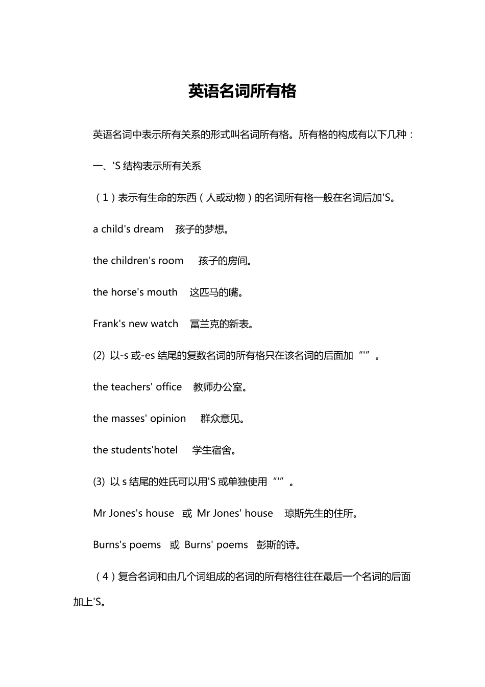 名词所有格及双重所有格_第1页