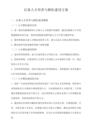 后备人才培养与梯队建设方案