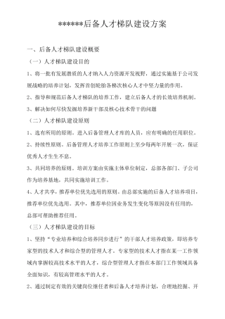 后备人才梯队建设方案