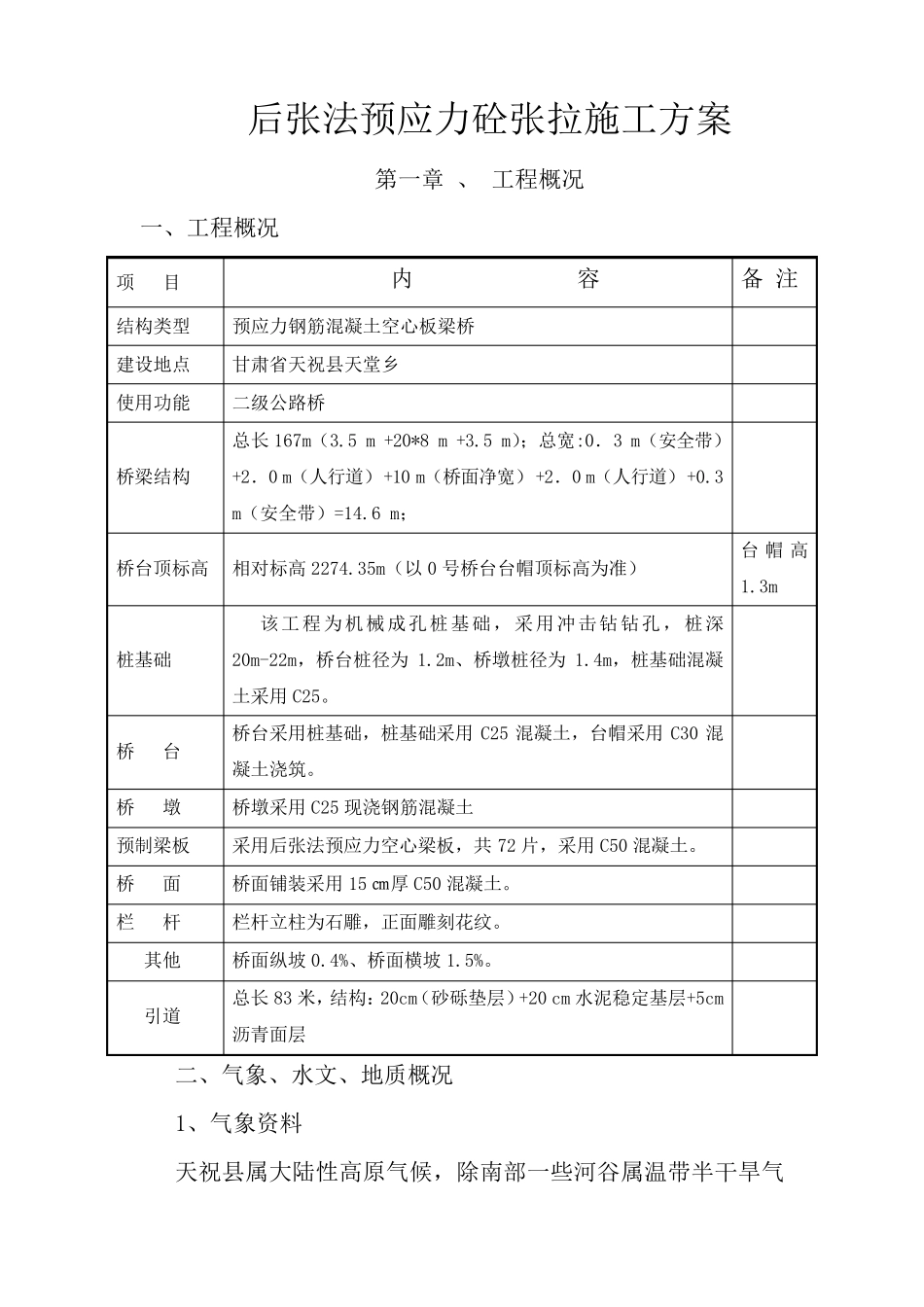 后张法预应力空心板梁张拉施工方案_第1页