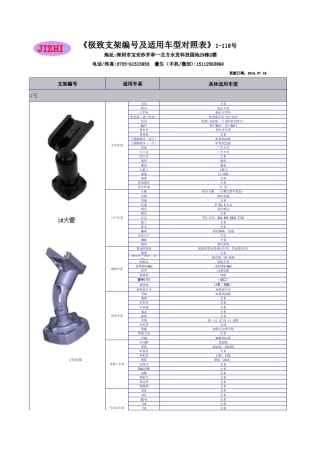 后视镜支架适用车型对照表