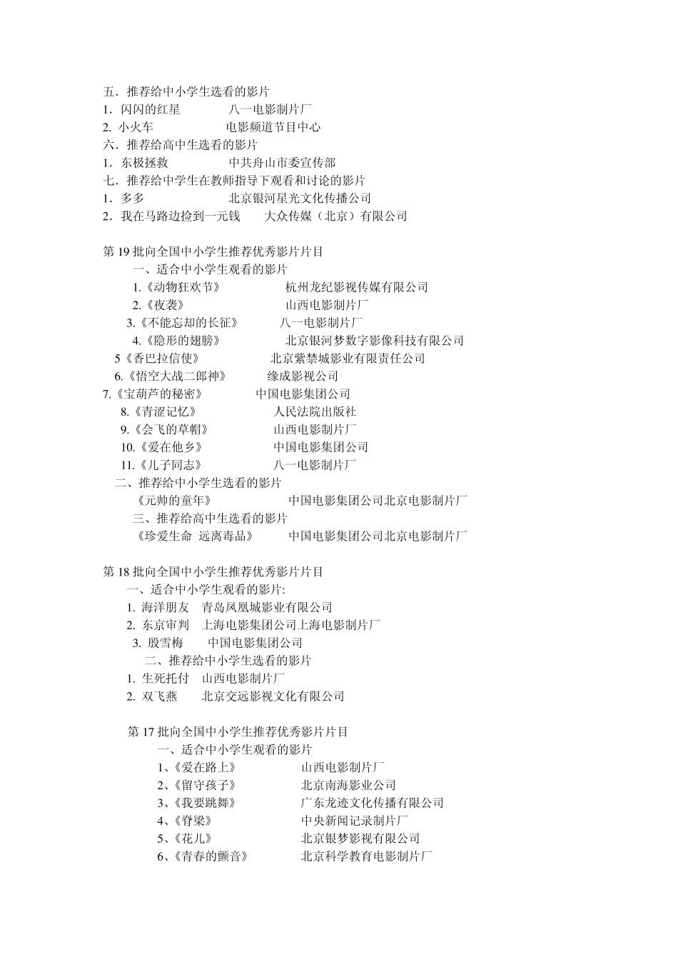 向全国中小学生推荐优秀影片片目_第3页