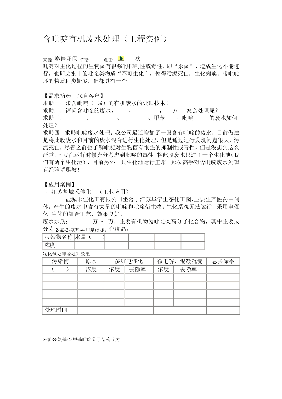 含吡啶有机废水处理技术_第1页
