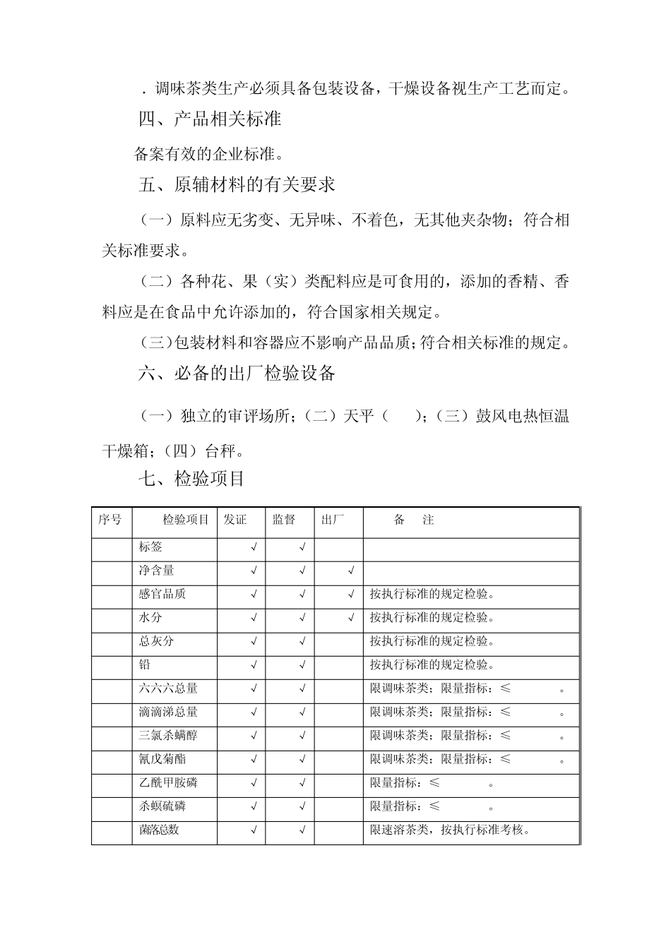 含茶制品和代用茶生产许可证审查细则_第3页