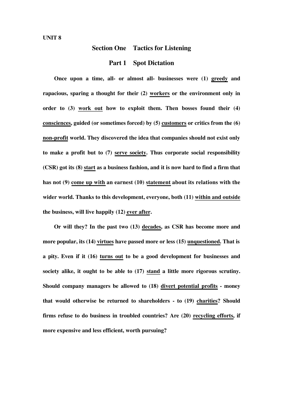 听力教程第三册答案UNIT8_第1页