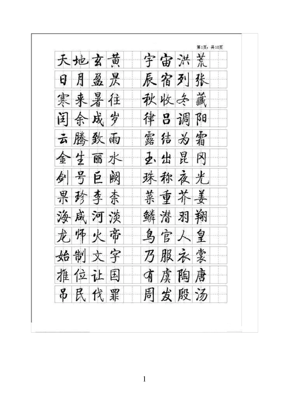 启功硬笔书法小楷字帖(千字文)_第1页