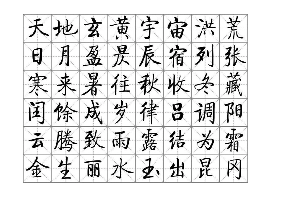 启动书法启功楷书打印版千字文横排版_第1页