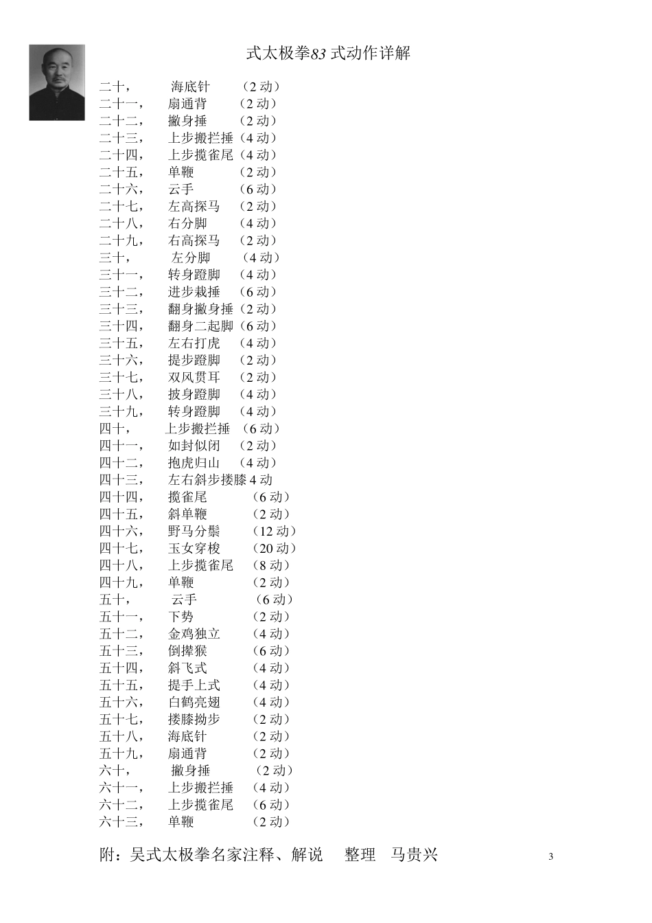 吴式太极拳八十三式(326动)顺序详解_第3页
