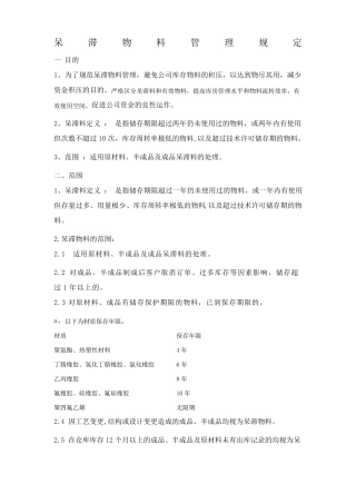 呆滞物料管理规定