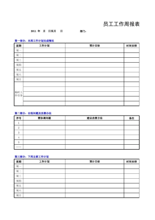 员工工作周报表模板
