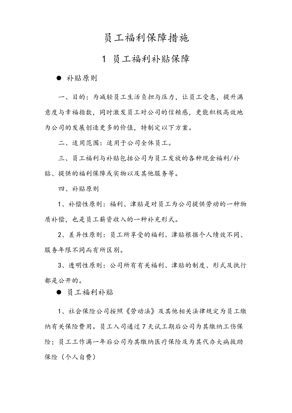 员工福利保障措施_第1页