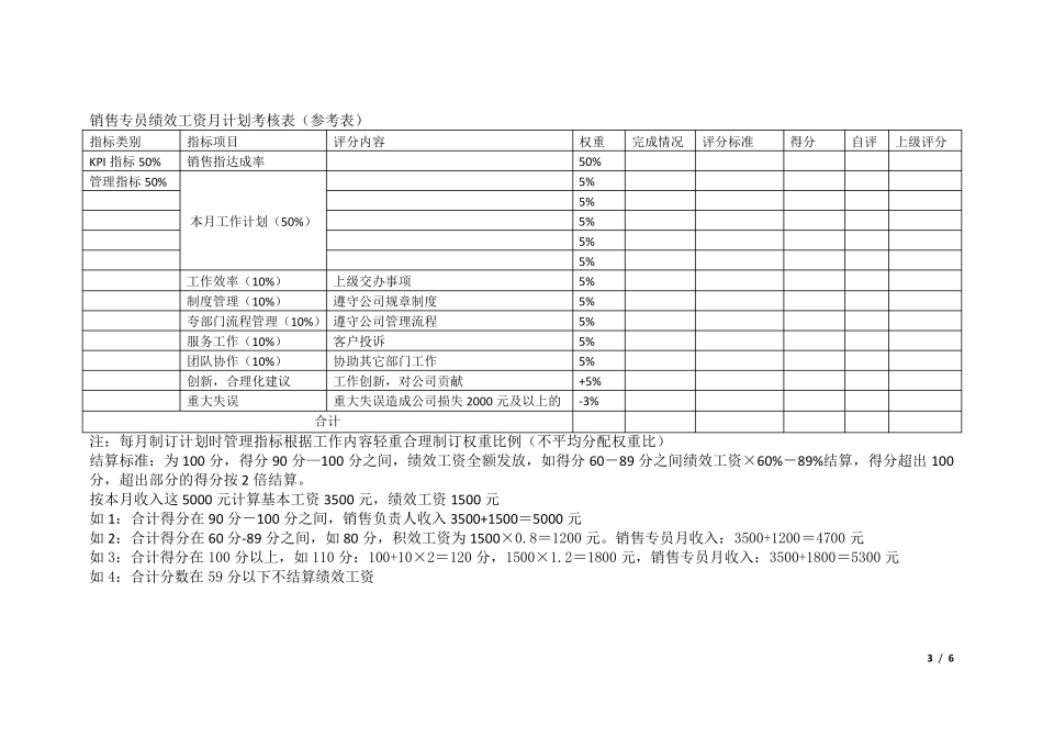 员工绩效工资考核表_第3页