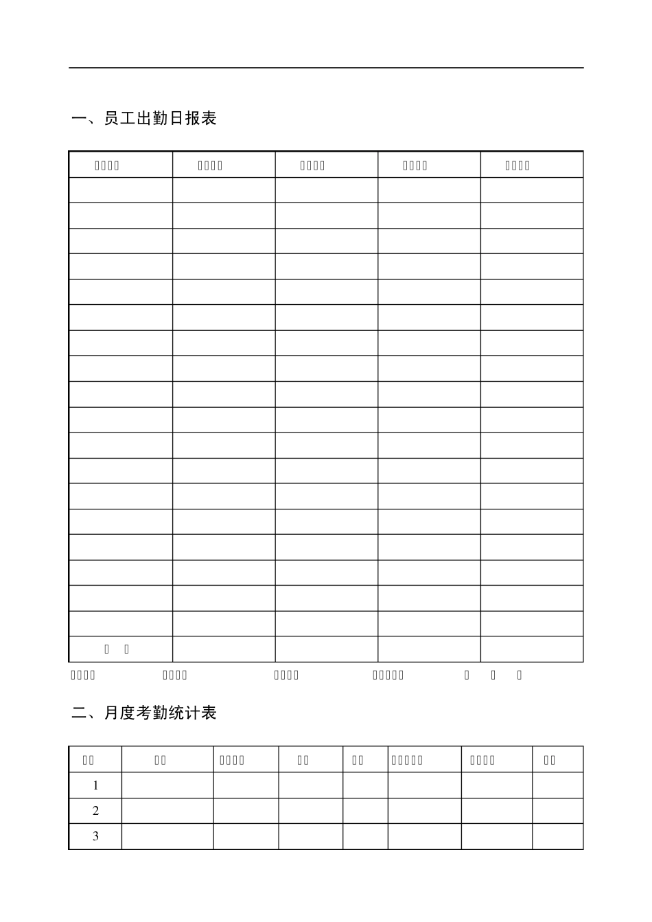 员工考勤管理表格_第1页
