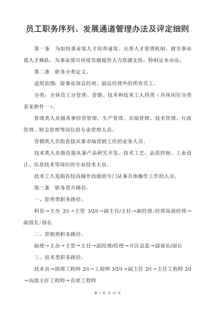 员工职务序列与发展通道管理办法