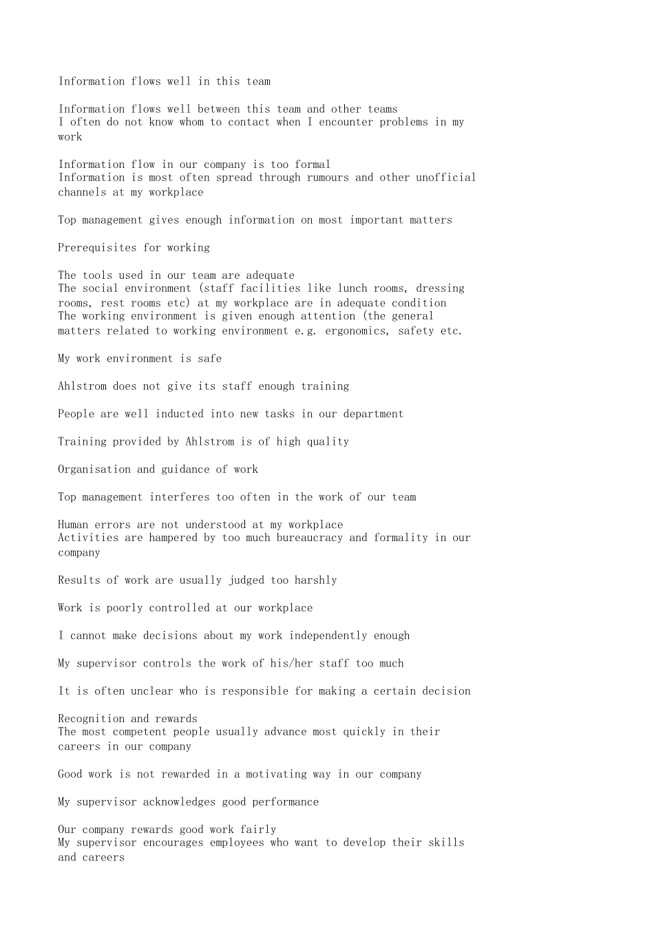 员工调查问卷中英文对照_第1页