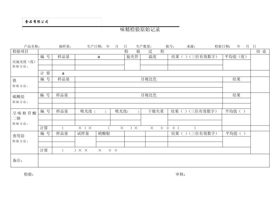 味精检验原始记录及报告_第2页